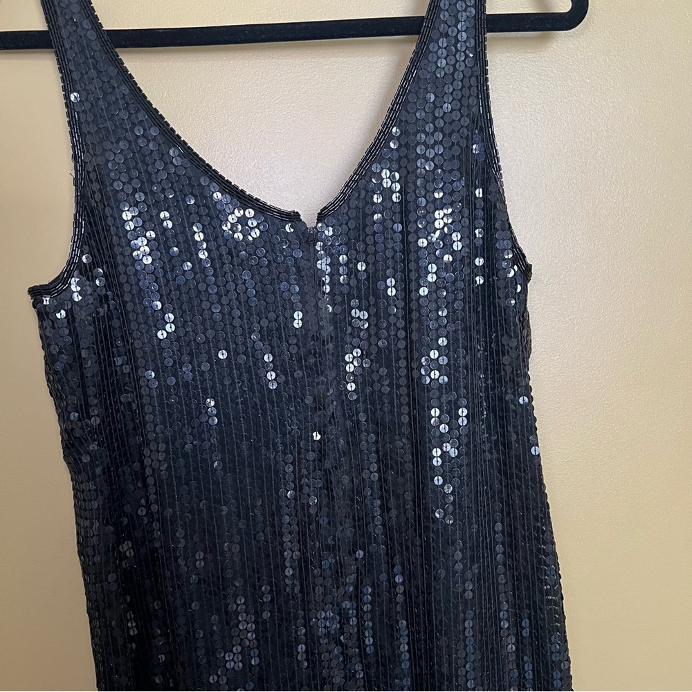VINTAGE MODI BLACK 100% SEQUINED MIDI DRESS - Picture 5 of 8